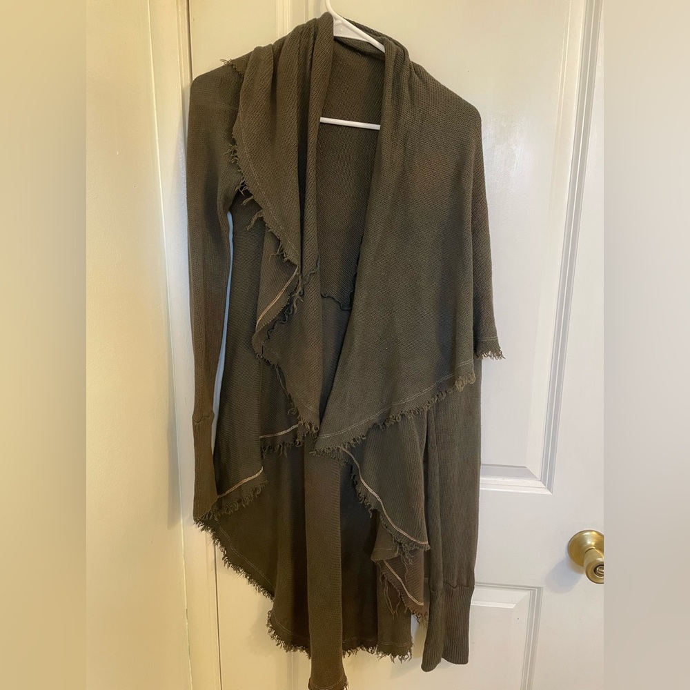 Sinew Moon strange shadows hemp sweater knit overdyed in dark green one size